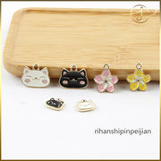 【6種】猫 さくら 丸カン付き チャーム アクセサリーパーツ ハンドメイド 手芸 デコパーツ