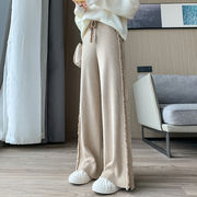 ニットワイドパンツ　タッセル　韓国ファッション　レディース　デザイン　秋冬