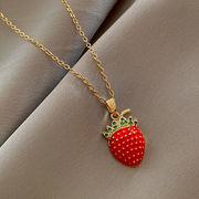 かわいいイチゴのネックレス   ファッションチタン鋼ネックレス