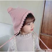 秋冬　キッズ お出かけ ニット帽 毛糸 ボンネット