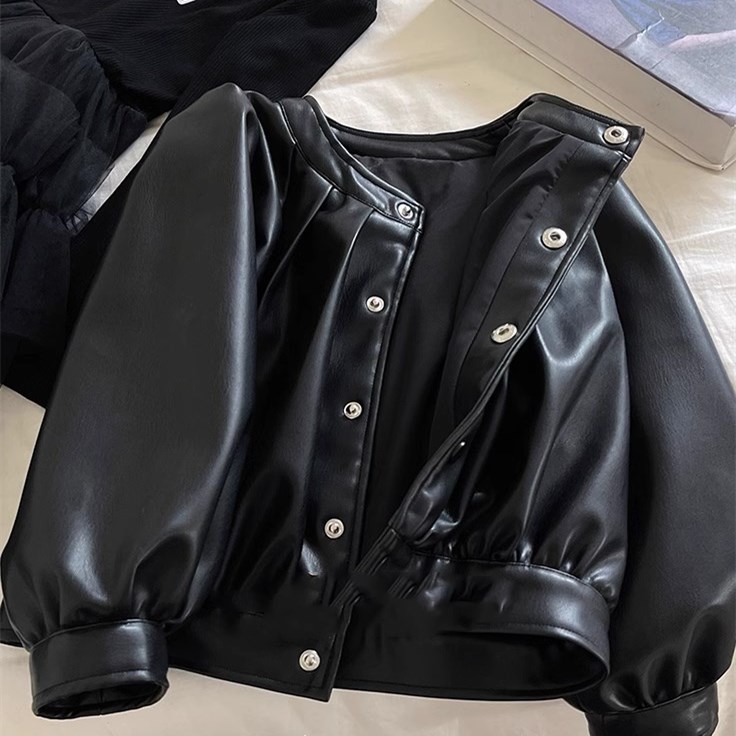 KOYUKI 2023 collection 合皮ライダーズJK 未使用新品 2023秋冬新作 韓国風 子供服 女の子 可愛い キッズ ブルゾン 革