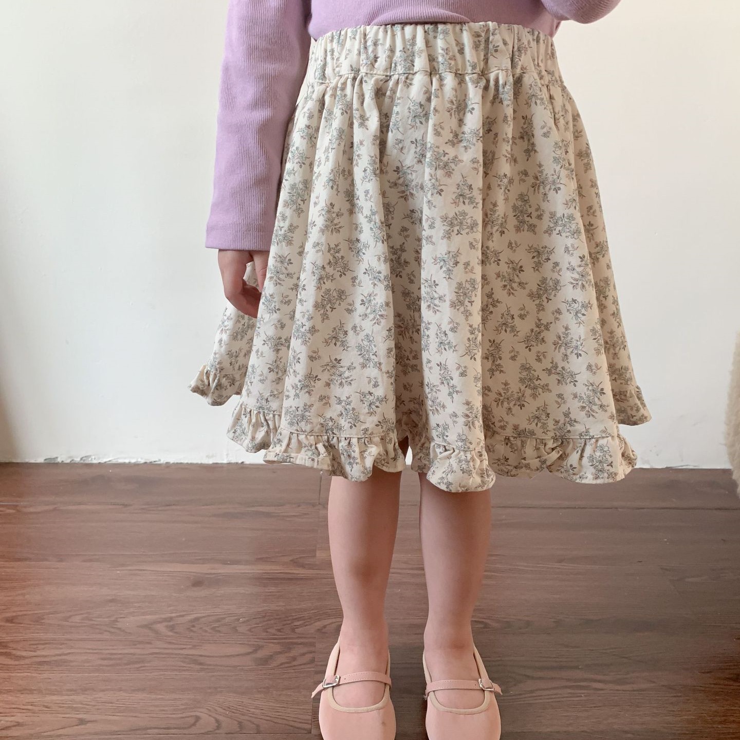 ★Girls★　子供スカート　花柄　可愛いフリル　ロングスカート　　韓国キッズファッション