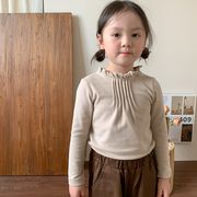 ★Girls★　子供ニットTシャツ　可愛いネックフリルインナー　　韓国キッズファッション