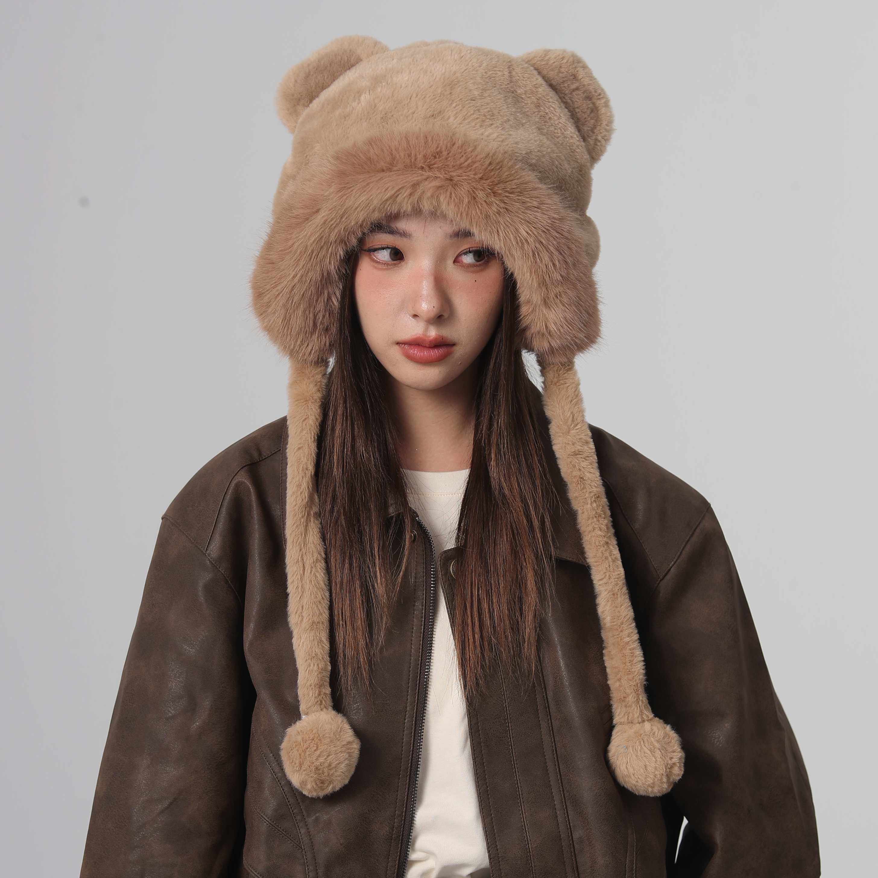 レディース帽子 クマ耳 ファー もこもこ デザイン 韓国