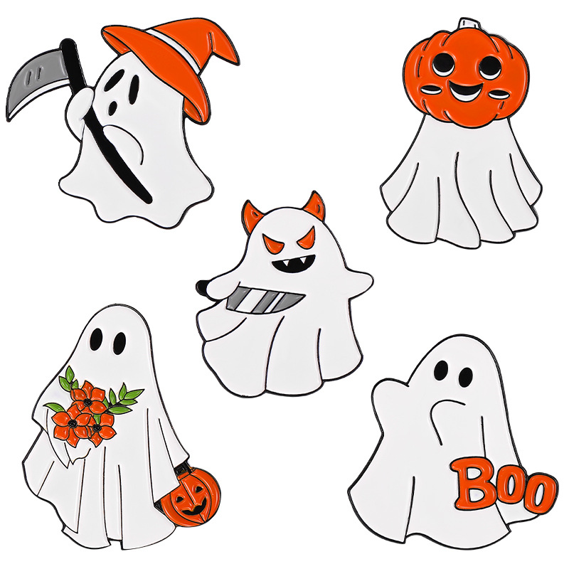 ハロウィンブローチ 可愛い 幽霊 かぼちゃ メタルバッジ ブローチ ピン
