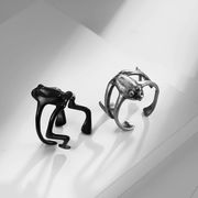 ステンレス鋼 カエルリング 指輪 調整可能 メンズとレディースのリング カエル アクセサリー