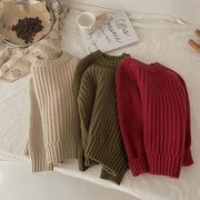 【2023秋新作】韓国風子供服 ベビー服 キッズ 男女兼用 ニットセーター無地丸首 冬