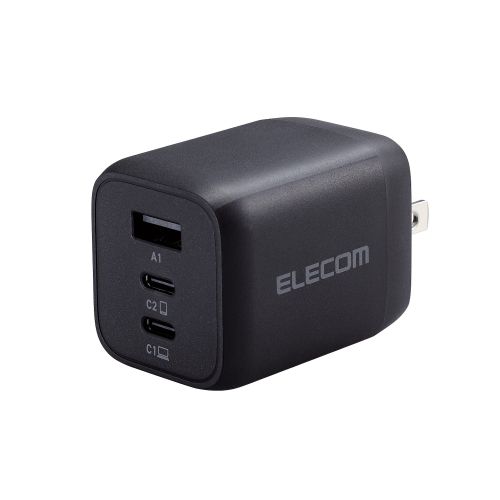 エレコム USB Power Delivery 65W キューブAC充電器(C×2+A×1