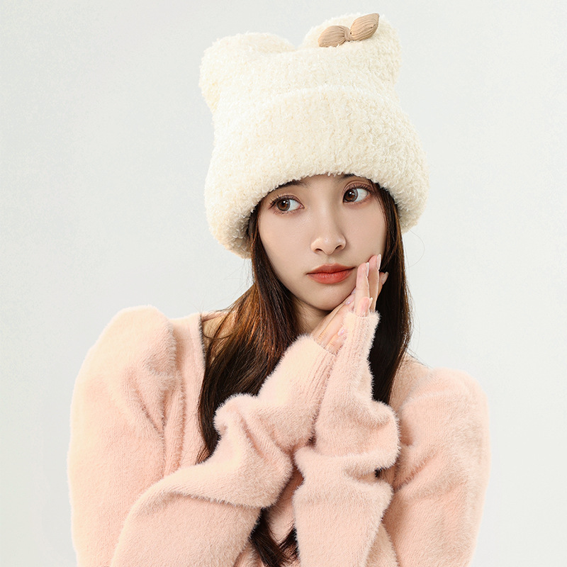 レディース帽子　ニット帽子　猫耳　デザイン　韓国ファッション　秋冬　全3色