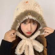 レディース帽子　秋冬帽子　ボタン　リボン付き　かわいい　韓国ファッション　全6色