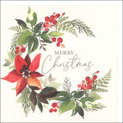 グリーティングカード クリスマス「花のリース」メッセージカード