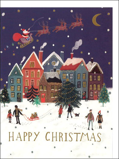 グリーティングカード クリスマス「プレゼントを運ぶサンタ」 メッセージカード
