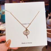 ネックレス バレエ少女 鎖骨チェーン ジルコンチタンスチールネックレス レディースネックレス