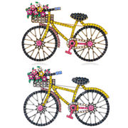2色 自転車ブローチ クリスタル 繊細な  コサージュピン