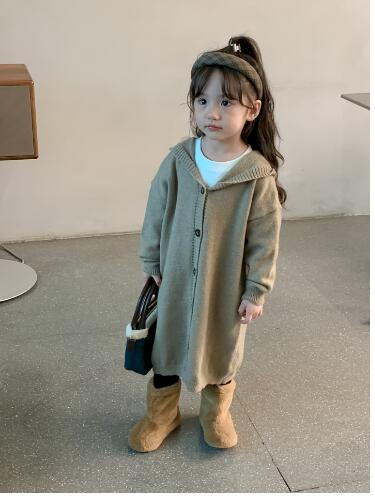 2023 子供服 キッズ セーター ニット ロング カーディガン 女の子 秋服