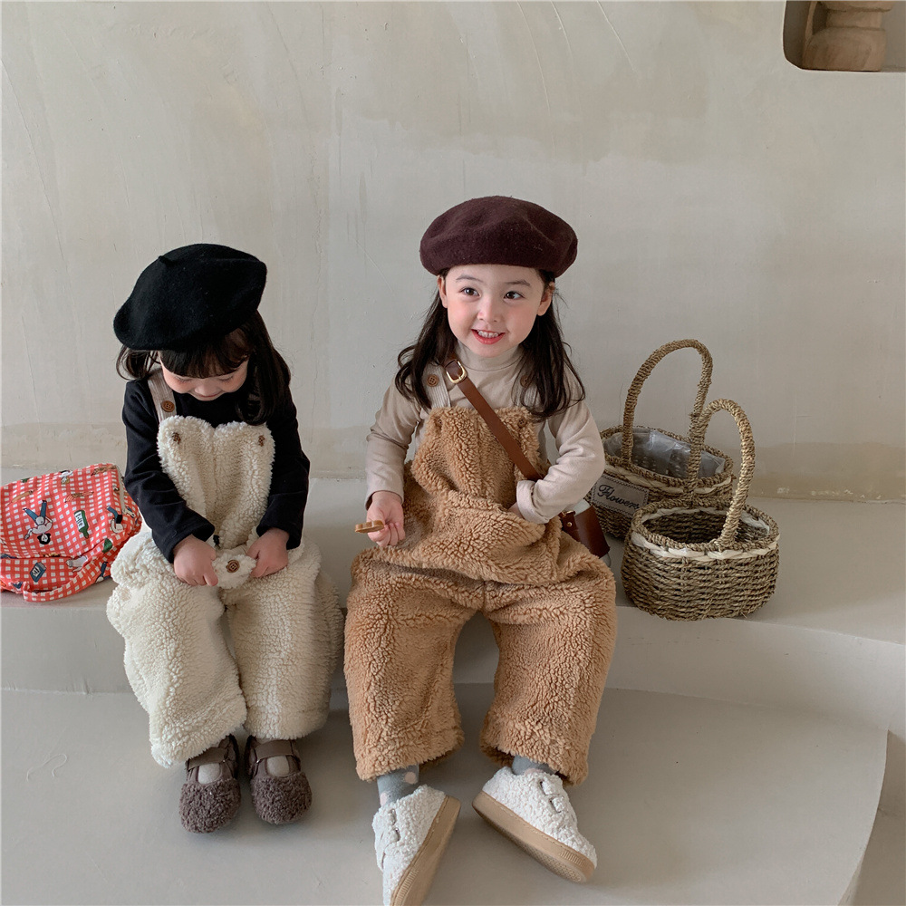 【2022秋冬】韓国風子供服 ベビー服 可愛い モコモコ　オーバーオール ファー サロペット オールインワン