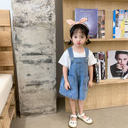 キッズデニムビブショーツ 夏の人気 ラージポケットジーンズ 韓国の子供服