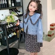 【秋新作】韓国風子供服 ベビー服 キッズ 女の子  ワンピース＆デニムジャケットセット　