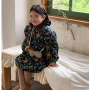 秋冬新作 韓国風子供服  ワンピース     長袖  花柄   女の子  ファッション
