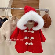 ★Girls★　子供コート　80~130cm　レッドマント　クリスマスジャケット　韓国キッズファッション