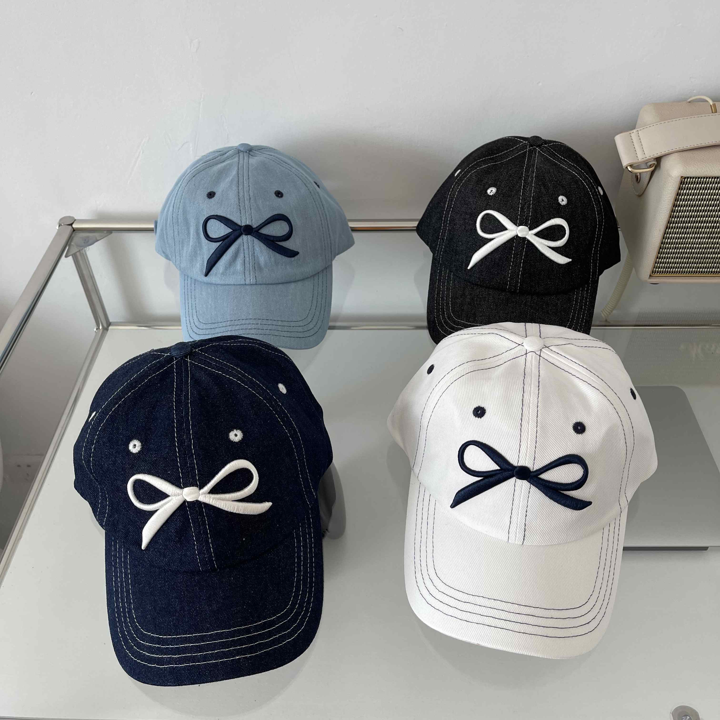 帽子　キャップ　野球帽　蝶結び　刺繍　レディース　韓国ファッション　デザイン　4colors