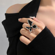 黒い蝶     指輪　リング　精致　  アクセサリー　  ファッションの流行