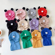 ★全12色★　子供帽子　キッズバラクラバ　熊耳ニット帽　秋冬　韓国ファッション