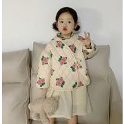 秋冬新作   韓国風子供服     トップス  コート  暖かい服    綿入れの着物  花柄