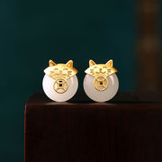 猫のアクセサリー   韓国ファッション 可愛い猫のピアス   猫雑貨  宝石のピアス