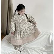 新作 韓国風子供服   ベビー服   女の子  花柄  ワンピース  長袖  暖かい服