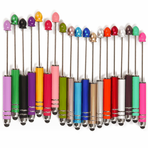 30色 DIY文房具   タッチペン付きボールペン   ビーズボールペン    デコパーツ   タッチペン