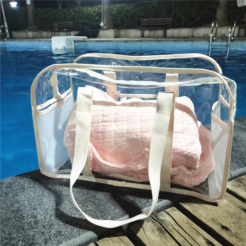 ビーチバッグ　トートバッグ　旅行ハンドバッグ　海収納バッグ　透明　ネットバッグ