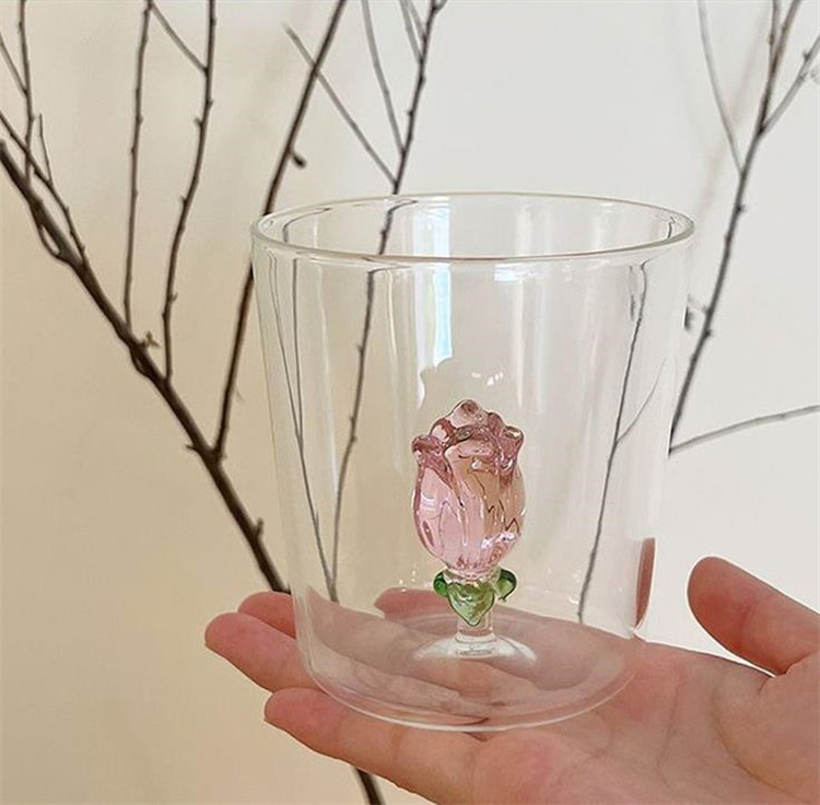 売れ行き1位  ウォーターカップ グラス 立体バラ デリケート バラカップ 家庭用 大人気 ジュースカップ
