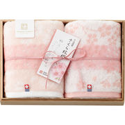 今治謹製　さくら紋織　桜染め　フェイスタオル２枚セット（木箱入）ＳＭ２２３０