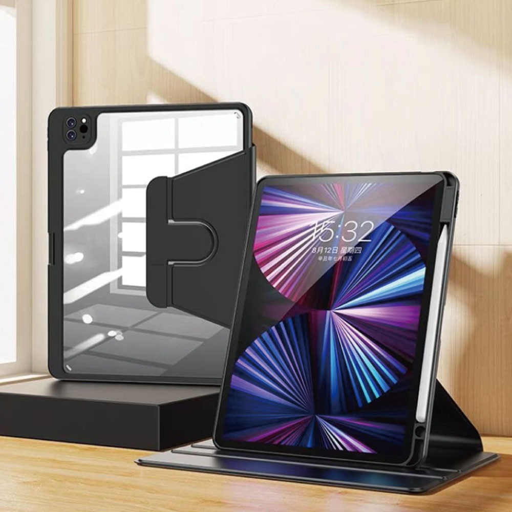 iPad Pro 12.9（第6・5世代）対応 フラップケース（360度）　ブラック