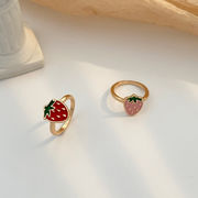 合金 いちご 指輪 赤、ピンク イチゴのリング 指輪 ファッション いちご アクセサリー
