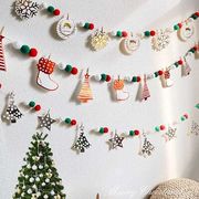 クリスマス装飾ins風ヘラジカ創造クリスマスツリー赤緑毛球串雪花飾りベルベット色旗配置