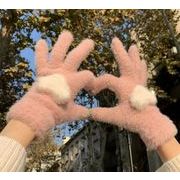 秋冬新作 韓国風 レディース手袋 裹起毛 ファッションニット手袋 冬用グローブ厚手 かわいい 4色