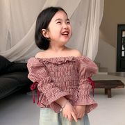 ★Girls★　子供服　80~140cm　キッズオフショルダーブラウス　韓国キッズファッション