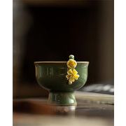 センスがいいです  茶杯 茶の湯杯 レトロ 脚立杯 主人杯 陶磁器杯 手で花をつまむ 茶碗 カンフー茶器
