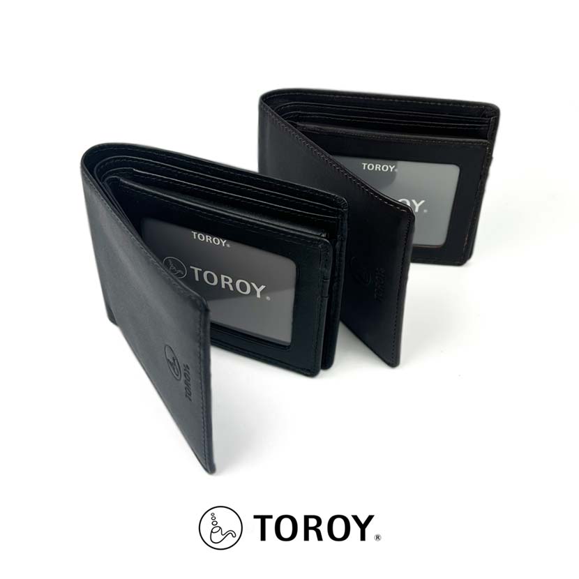 全2色 TOROY トロイ リアルレザー 中ベラ付き 2つ折り 財布 ウォレット