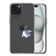 iPhone15 側面ソフト 背面ハード ハイブリッド クリア ケース マンボウ りんごに チュッ