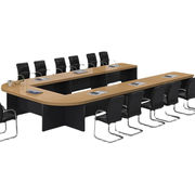 会議テーブル　大型会議テーブル　ミーティングテーブル　木目調　組み換え自由　R仕上げ　幕板付き