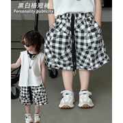 2024 INS 夏新作  韓国風子供服 チェック柄  ショートパンツ  男女兼用  おしゃれ