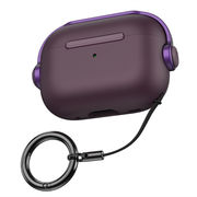 Airpodsケース セキュアロック付き 保護ケースカバー クリーニングキット付き Apple Airpods 合金紫