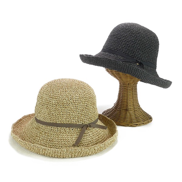 　シンプルコマ編みペーパーセーラー　レディース帽子
