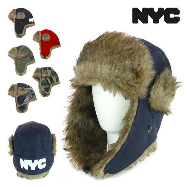 　NYCロゴプリントフライトキャップ　ヤング帽子