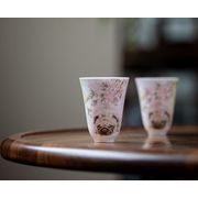 バゴ プレゼント 純手描き 陶磁器茶碗 貼り絵バゴ 茶摘み杯 セラミックティーカップ ティーカップ