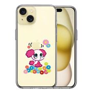 iPhone15 側面ソフト 背面ハード ハイブリッド クリア ケース ポップ な プードル ぷうちゃん 花