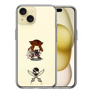 iPhone15 側面ソフト 背面ハード ハイブリッド クリア ケース 海賊 帆船 スカル